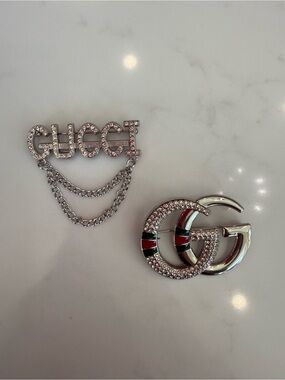 Elegant Hand Crafted Silver-Tone Brooch Set